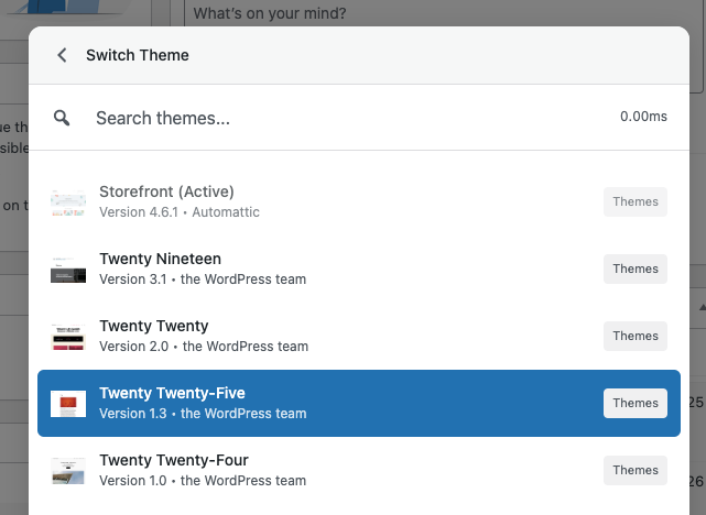 Search for switching theme
